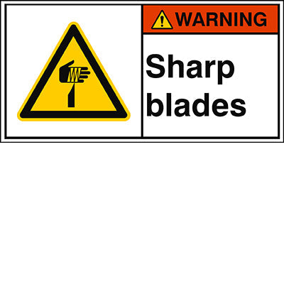 Brady W/W022/En440-Peul-100X50/1-B ISO Safety Sign - Sharp blades 302936