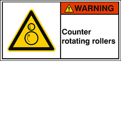 Brady W/W025/En444-Peul-100X50/1-B ISO Safety Sign - Counter rotating rollers 302941