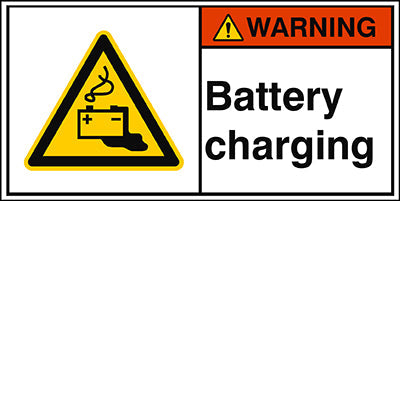 Brady W/W026/En448-Peul-100X50/1-B ISO Safety Sign - Battery charging 302943