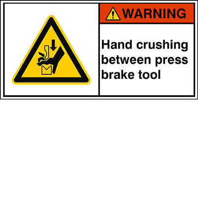 Brady W/W030/En513-Peul-100X50/1-B ISO Safety Sign - Hand crushing between press brake tool 302945