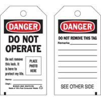 Brady B851 7X4 Blk/Red/Wht 2-Side 1-Flap 10/Pk Self-laminating Photo Tags 096222
