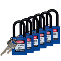 Brady Sfty Padlock Nylon 38Mm Sha Blue 6/Pac Safety Padlocks - Nylon Shackle 813593