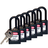 Brady Sfty Padlock Nylon 38Mm Sha Black 6/Pac Safety Padlocks - Nylon Shackle 813595
