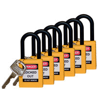 Brady Sfty Padlock Nylon 38Mm Sha Yellow 6/Pac Safety Padlocks - Nylon Shackle 813596