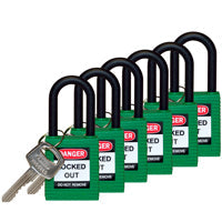 Brady Sfty Padlock Nylon 38Mm Sha Green 6/Pac Safety Padlocks - Nylon Shackle 813597