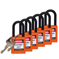 Brady Sfty Padlock Nylon 38Mm Sha Orange 6/Pac Safety Padlocks - Nylon Shackle 813598