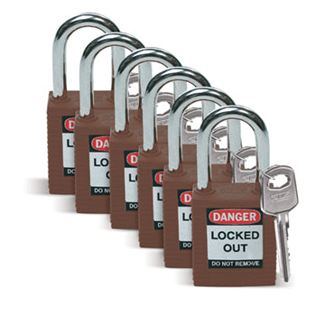 Brady Sfty Padlock Steel 38Mm Sha Brown 6/Pac Safety Padlocks - Standard 813636