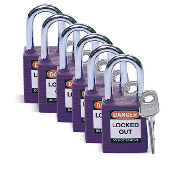 Brady Sfty Padlock Steel 38Mm Sha Purple 6/Pac Safety Padlocks - Standard 813637