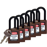 Brady Sfty Padlock Nylon 38Mm Sha Brown 6/Pac Safety Padlocks - Nylon Shackle 813639