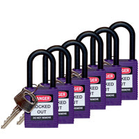 Brady Sfty Padlock Nylon 38Mm Sha Purple 6/Pac Safety Padlocks - Nylon Shackle 813640