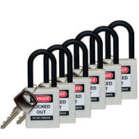 Brady Sfty Padlock Nylon 38Mm Sha White 6/Pac Safety Padlocks - Nylon Shackle 813641
