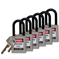 Brady Sfty Padlock Nylon 38Mm Sha Grey 6/Pac Safety Padlocks - Nylon Shackle 814154