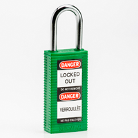 Brady Safety Padlock Lb 38Mm St Sha Kd Grn/6 Safety Padlocks - Long Body 834466