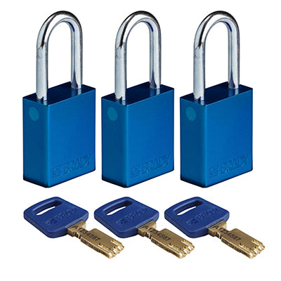 Brady Alu-Blu-38St-Ka3Pk SafeKey Padlocks - Aluminium 150261