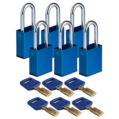 Brady Alu-Blu-38St-Kd6Pk SafeKey Padlocks - Aluminium 150302