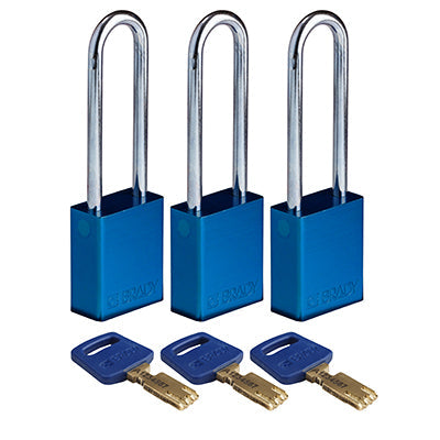 Brady Alu-Blu-76St-Ka3Pk SafeKey Padlocks - Aluminium 150277