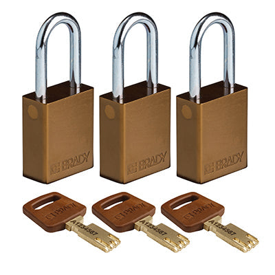 Brady Alu-Brn-38St-Ka3Pk SafeKey Padlocks - Aluminium 150260