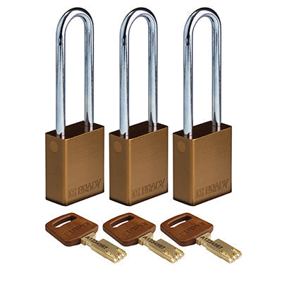 Brady Alu-Brn-76St-Ka3Pk SafeKey Padlocks - Aluminium 150299