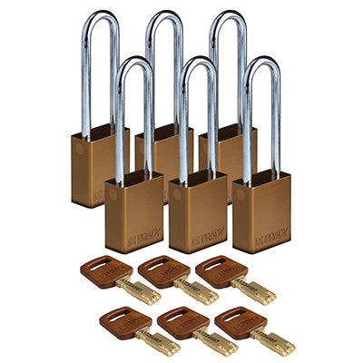 Brady Alu-Brn-76St-Kd6Pk SafeKey Padlocks - Aluminium 150235