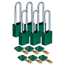 Brady Alu-Grn-76St-Kd6Pk SafeKey Padlocks - Aluminium 150252