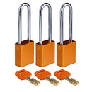 Brady Alu-Org-76St-Ka3Pk SafeKey Padlocks - Aluminium 150325