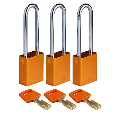 Brady Alu-Org-76St-Ka3Pk SafeKey Padlocks - Aluminium 150325