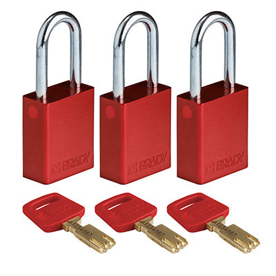 Brady Alu-Red-38St-Ka3Pk SafeKey Padlocks - Aluminium 150262