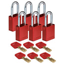 Brady Alu-Red-38St-Kd6Pk SafeKey Padlocks - Aluminium 150303