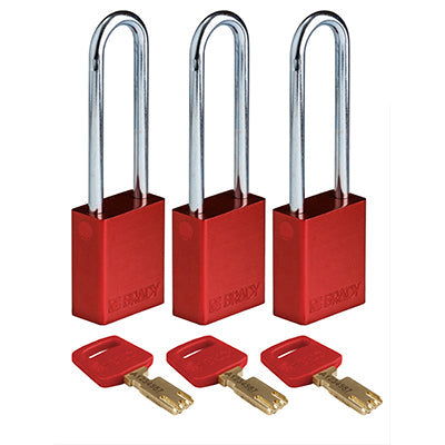 Brady Alu-Red-76St-Ka3Pk SafeKey Padlocks - Aluminium 150218