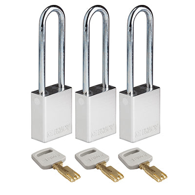 Brady Alu-Slv-76St-Ka3Pk SafeKey Padlocks - Aluminium 150276