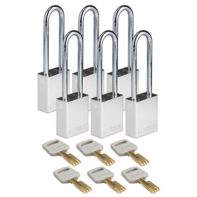 Brady Alu-Slv-76St-Kd6Pk SafeKey Padlocks - Aluminium 150297