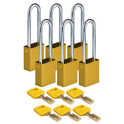 Brady Alu-Ylw-76St-Kd6Pk SafeKey Padlocks - Aluminium 150345