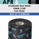 APR 6 T42484IO Inkanto Wax/Resin Thermal Transfer Ribbon 77mm x 153m Outside Wound Black
