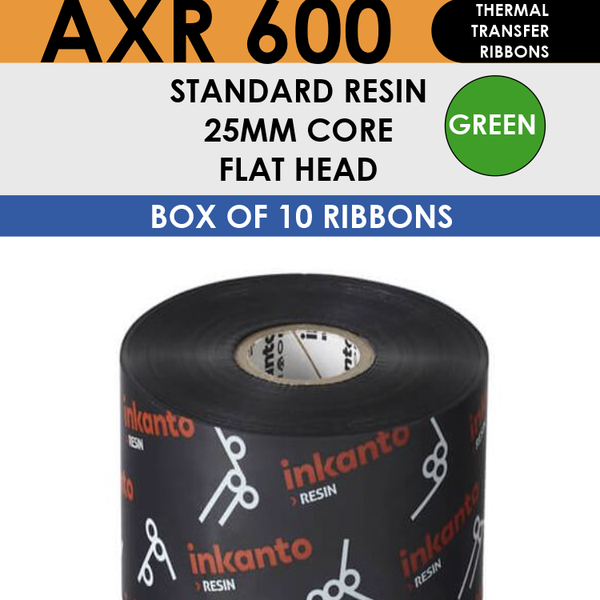 AXR 600G T64218IO Inkanto Thermal Transfer Ribbon 110mm x 300m Outside Wound Green Resin