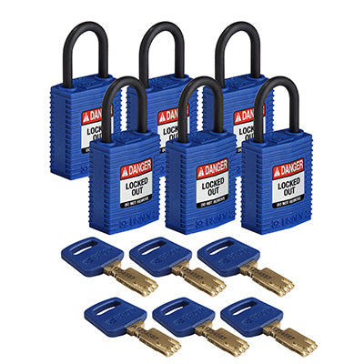 Brady Cpt-Blu-25Pl-Kd6Pk SafeKey Padlocks - Compact 150210