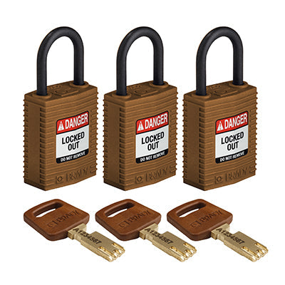 Brady Cpt-Brn-25Pl-Ka3Pk SafeKey Padlocks - Compact 150196
