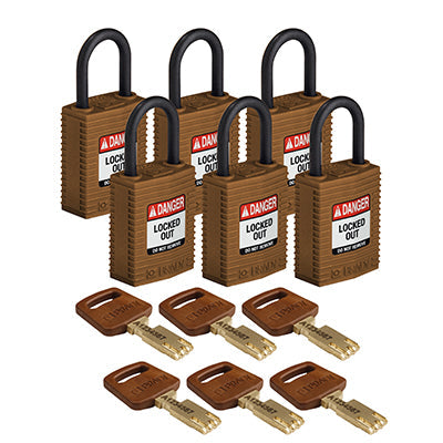 Brady Cpt-Brn-25Pl-Kd6Pk SafeKey Padlocks - Compact 150214