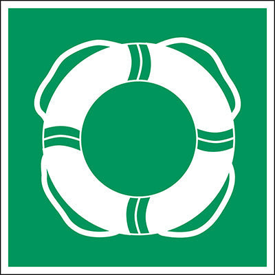 Brady E/E061/Nt/Pe-18X18-40 ISO Safety Sign - Water life-saving equipment 238135