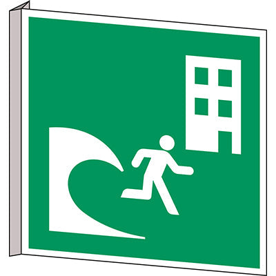 Brady E/E063/Nt/Bipvc-203X203-1 ISO Safety Sign - Tsunami evacuation building 238623