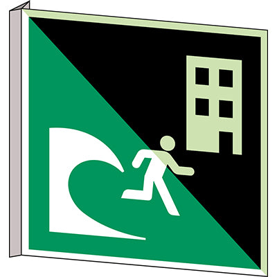 Brady E/E063/Nt/Bipvc-Pholumb-318X318-1 ISO Safety Sign - Tsunami evacuation building 238674