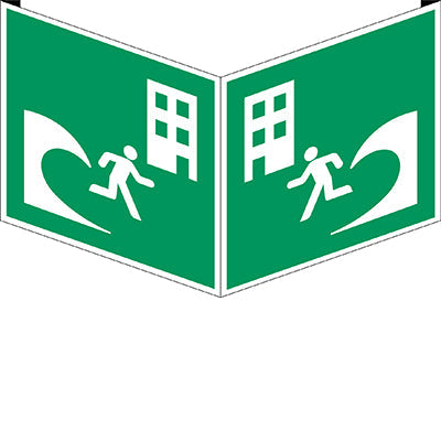 Brady E/E063/Nt/Vpvc-203X203-1 ISO Safety Sign - Tsunami evacuation building 238626