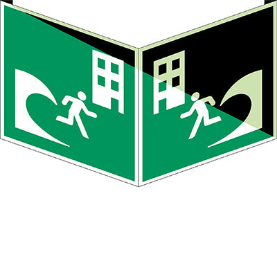 Brady E/E063/Nt/Vpvc-Pholumb-151X151-1 ISO Safety Sign - Tsunami evacuation building 238675