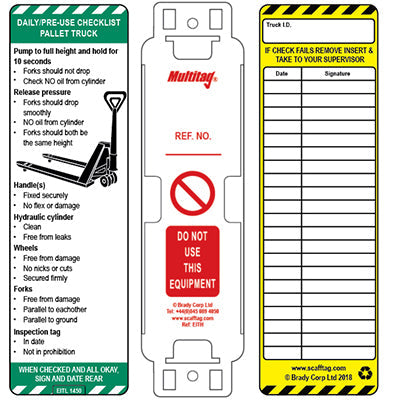 Brady Mul-Gb-Eith/L-1450 Pallet Truck Tag Kit 237874