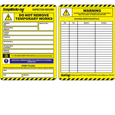 Brady Ent-Etsi-Std-Tw-10 TempWorks-tag inserts 198472