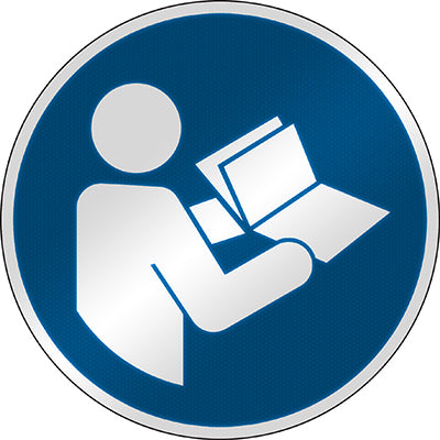 Brady M/M002/Nt/Rfl-Dia395-1 ISO Safety Sign - Refer to instruction manual/booklet 303053