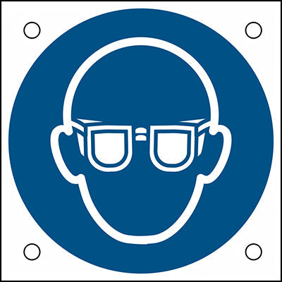 Brady M/M004/Nt/Alu05-50X50-1 ISO Safety Sign - Wear eye protection 302677