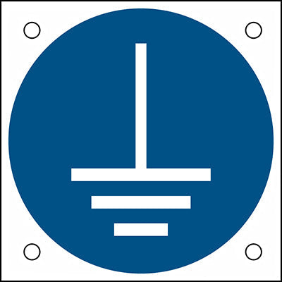 Brady M/M005/Nt/Alu05-50X50-1 ISO Safety Sign - Connect an earth terminal to the ground 302678
