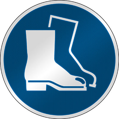 Brady M/M008/Nt/Rfl-Dia395-1 ISO Safety Sign - Wear safety footwear 303083