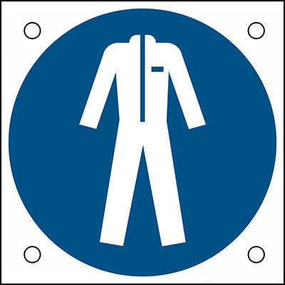 Brady M/M010/Nt/Alu05-50X50-1 ISO Safety Sign - Wear protective clothing 302682