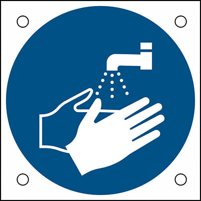Brady M/M011/Nt/Alu05-50X50-1 ISO Safety Sign - Wash your hands 302683